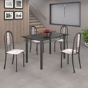 Ver imagem 1 de Conjunto de Mesa 120x75cm Tampo em Ardósia com 4 Cadeiras Iris a Cinza/Botanic Bege/Martelado Prata
