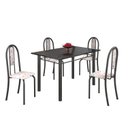 Ver imagem 2 de Conjunto de Mesa 120x75cm Tampo em Ardósia com 4 Cadeiras Iris a Cinza/Botanic Bege/Martelado Prata