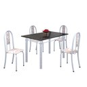 Ver imagem 2 de Conjunto de Mesa 120x75cm Tampo em Ardósia com 4 Cadeiras Iris a Branco/Botanic Bege/Martelado Pérola