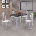 Ver imagem 1 de Conjunto de Mesa 120x75cm Tampo em Ardósia com 4 Cadeiras Iris a Branco/Botanic Bege/Martelado Pérola