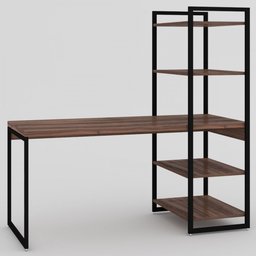 Mesa Escrivaninha Flex Industrial Aço 4 Prateleiras Nogal/preto - Panorama Móveis - 6