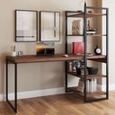 Ver imagem 1 de Mesa Escrivaninha Flex Industrial Aço 4 Prateleiras Nogal/preto - Panorama Móveis