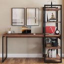 Ver imagem 2 de Mesa Escrivaninha Flex Industrial Aço 4 Prateleiras Nogal/preto - Panorama Móveis