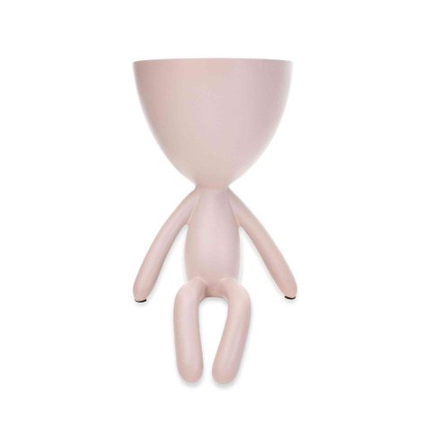Vaso Bob Robert Plant Sentando Em Poliresina Rosa 18x10x10cm