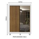 Ver imagem 3 de Guarda-Roupa Solteiro Madesa Dallas Plus 2 Portas de Correr com Espelho 4 Gavetas com Pés Branco/Rus