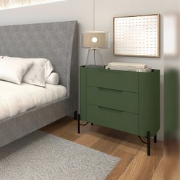 Mesa de Cabeceira com 3 Gavetas 70cm Pés em Metal 100% MDF - 3