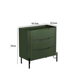 Mesa de Cabeceira com 3 Gavetas 70cm Pés em Metal 100% MDF - 2