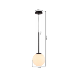 Lustre Pendente Orby Cor Preto Vidro Bola Opaca Leitosa Moderno Luxo Sala Cabeceira Escritório Inl97 - 5