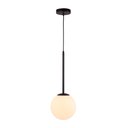 Ver imagem 1 de Lustre Pendente Orby Cor Preto Vidro Bola Opaca Leitosa Moderno Luxo Sala Cabeceira Escritório Inl97