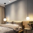 Ver imagem 3 de Lustre Pendente Orby Cor Preto Vidro Bola Opaca Leitosa Moderno Luxo Sala Cabeceira Escritório Inl97