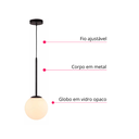 Ver imagem 5 de Lustre Pendente Orby Cor Preto Vidro Bola Opaca Leitosa Moderno Luxo Sala Cabeceira Escritório Inl97