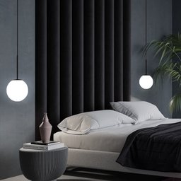 Lustre Pendente Orby Cor Preto Vidro Bola Opaca Leitosa Moderno Luxo Sala Cabeceira Escritório Inl97 - 3