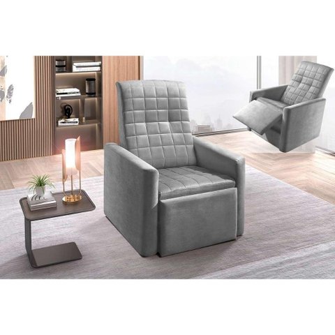 Poltrona do Papai Poltrona Top 90cm Suede Cinza - Paropas