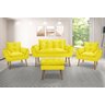 Kit Namoradeira Sofá Opala + 2 Poltronas Cadeira Opala + 1 puff:amarelo - 1