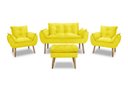 Ver imagem 2 de Kit Namoradeira Sofá Opala + 2 Poltronas Cadeira Opala + 1 puff:amarelo
