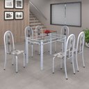 Ver imagem 1 de Conjunto de Mesa 140x75cm Tampo de Vidro com 6 Cadeiras Iris A Soma Móveis