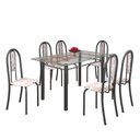Ver imagem 2 de Conjunto de Mesa 140x75cm Tampo de Vidro com 6 Cadeiras Iris A Soma Móveis