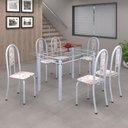 Ver imagem 1 de Conjunto de Mesa 140x75cm Tampo de Vidro com 6 Cadeiras Iris A Soma Móveis
