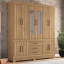 Ver imagem 1 de Guarda Roupa Casal 10 Portas com Espelho e 3 Gavetas Hungria - Amêndola Touch