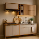 Ver imagem 1 de Armário de Cozinha Lumiar Modulado Área Gourmet em Mdf Alto Padrão Detalhes Ripado Pés Reguláveis:co