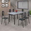 Ver imagem 1 de Conjunto de Mesa 140x75cm Tampo de Granito com 6 Cadeiras Iris a Soma Móveis Cinza/Paraopeba/Martelado Prata