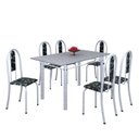 Ver imagem 2 de Conjunto de Mesa 140x75cm Tampo de Granito com 6 Cadeiras Iris a Soma Móveis Branco/Preto Floral/Martelado Pérola
