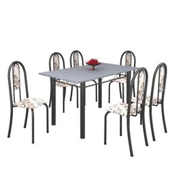Conjunto de Mesa 140x75cm Tampo de Granito com 6 Cadeiras Iris A Soma Móveis - 2
