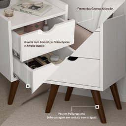 Kit Mesa Cabeceira 2 Gavetas Lindas para Seu Quarto:branco - 5