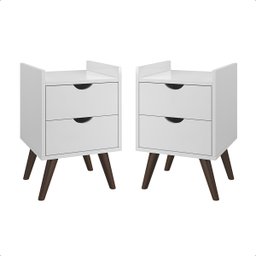 Kit Mesa Cabeceira 2 Gavetas Lindas para Seu Quarto:branco - 1