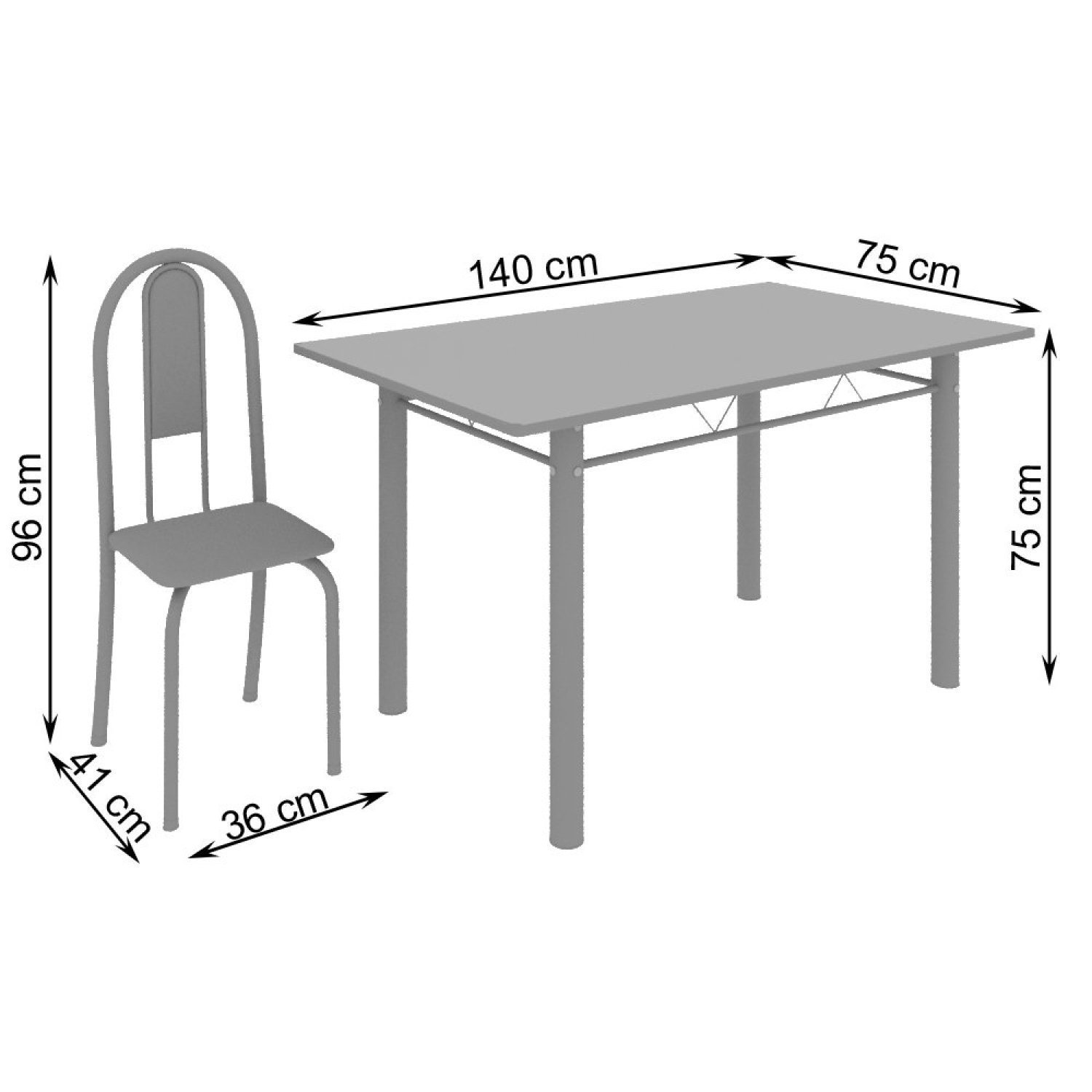 Conjunto de Mesa 140x75cm Tampo de Granito com 6 Cadeiras Iris A Soma Móveis - 3