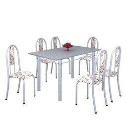 Conjunto de Mesa 140x75cm Tampo de Granito com 6 Cadeiras Iris A Soma Móveis - 2