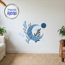 Ver imagem 1 de Adesivo Floral Boho Azul Estilo Nórdico 60x51 Minimalista Mod.05