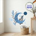Ver imagem 2 de Adesivo Floral Boho Azul Estilo Nórdico 60x51 Minimalista Mod.05