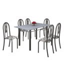 Ver imagem 2 de Conjunto de Mesa 140x75cm Tampo de Granito com 6 Cadeiras Iris a Cinza/Paraopeba/Martelado Prata