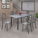 Ver imagem 1 de Conjunto de Mesa 140x75cm Tampo de Granito com 6 Cadeiras Iris a Cinza/Paraopeba/Martelado Prata