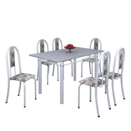 Conjunto de Mesa 140x75cm Tampo de Granito com 6 Cadeiras Iris A Soma Móveis - 2