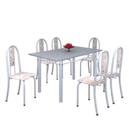Conjunto de Mesa 140x75cm Tampo de Granito com 6 Cadeiras Iris A Soma Móveis - 2