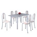 Ver imagem 2 de Conjunto de Mesa 140x75cm Tampo de Granito com 6 Cadeiras Iris a Soma Móveis Branco/Botanic Bege/Martelado Pérola