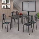 Ver imagem 1 de Conjunto de Mesa 140x75cm Tampo de Ardósia com 6 Cadeiras Iris a Soma Móveis Cinza/Preto Floral/Martelado Prata