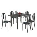 Ver imagem 2 de Conjunto de Mesa 140x75cm Tampo de Ardósia com 6 Cadeiras Iris a Soma Móveis Cinza/Preto Floral/Martelado Prata
