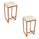 Ver imagem 1 de Banqueta Alta para Cozinha Industrial Kit 2 Nick Bronze e Sintético d03 - D'Rossi Cor Branco