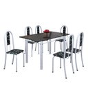 Ver imagem 2 de Conjunto de Mesa 140x75cm Tampo de Ardósia com 6 Cadeiras Iris a Soma Móveis Branco/Preto Floral/Martelado Pérola