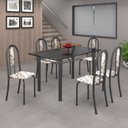 Ver imagem 1 de Conjunto de Mesa 140x75cm Tampo de Ardósia com 6 Cadeiras Iris a Soma Móveis Cinza/Arabesco/Martelado Prata