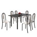 Ver imagem 2 de Conjunto de Mesa 140x75cm Tampo de Ardósia com 6 Cadeiras Iris a Soma Móveis Cinza/Arabesco/Martelado Prata