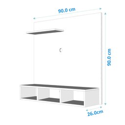 Painel Sala Tv 32 Polegadas com Nichos e Prateleira Gold:off White/ripado - 4
