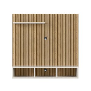 Painel Sala Tv 32 Polegadas com Nichos e Prateleira Gold:off White/ripado