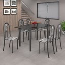 Ver imagem 1 de Conjunto de Mesa 140x75cm Tampo de Ardósia com 6 Cadeiras Iris a Soma Móveis Cinza/Paraopeba/Martelado Prata