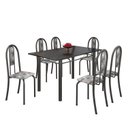 Ver imagem 2 de Conjunto de Mesa 140x75cm Tampo de Ardósia com 6 Cadeiras Iris a Soma Móveis Cinza/Paraopeba/Martelado Prata