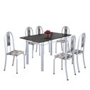 Ver imagem 2 de Conjunto de Mesa 140x75cm Tampo de Ardósia com 6 Cadeiras Iris a Soma Móveis Branco/Paraopeba/Martelado Pérola