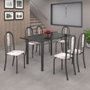 Ver imagem 1 de Conjunto de Mesa 140x75cm Tampo de Ardósia com 6 Cadeiras Iris a Soma Móveis Cinza/Botanic Bege/Martelado Prata